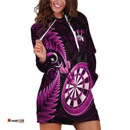 New Zealand Darts Hoodie Dress Happiness Is A Tight Threesome Maori Pink
