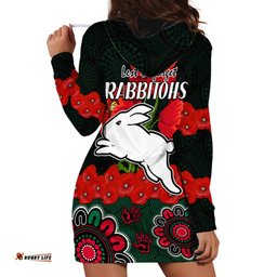 ANZAC NRL Rabbitohs Rugby Hoodie Dress The Bunnies 1908 Poppy Flowers Mixed Aboriginal