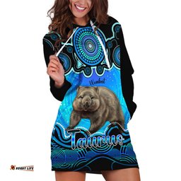 Personalised Australia Taurus Wombat Zodiac Hoodie Dress Auz Astrology Aboriginal Aqua