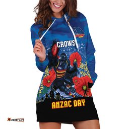Custom Crows Football ANZAC Hoodie Dress Gallipoli Camouflage With Poppies