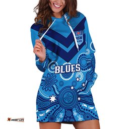 Personalised NSW Rugby Hoodie Dress Blues Aboriginal Art