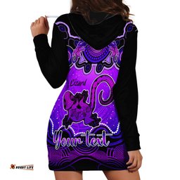 Personalised Australia Leo Lizard Zodiac Hoodie Dress Auz Astrology Aboriginal Purple