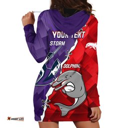 Personalised Storm Mix Dolphins Rugby Hoodie Dress Sporty Version