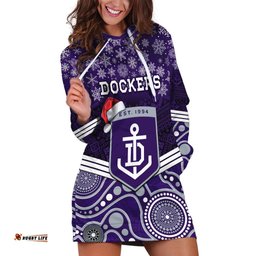 Custom Dockers Football Christmas Hoodie Dress Merry Xmas Mix Aboriginal Art