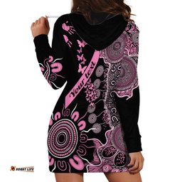 Personalised Aboriginal Ribbons Hoodie Dress Beautiful Butterflies Breast Cancer Awareness