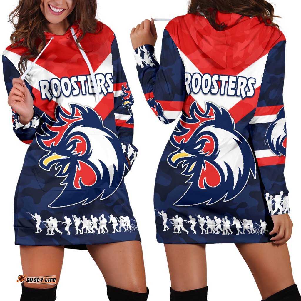Sydney Women's Hoodie Dress Roosters Anzac Style