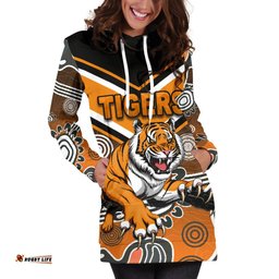 Wests Women's Hoodie Dress Tigers Indigenous