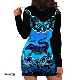 Personalised Australia Capricorn Goanna Zodiac Hoodie Dress Auz Astrology Aboriginal Aqua