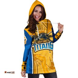 Titans Women's Hoodie Dress Gold Coast Aboriginal Armor Version