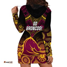 Broncos Rugby Hoodie Dress Brisbane 1987 Aboriginal Mix Polynesian Pattern