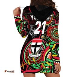 Custom St Kilda Football Aboriginal Art Hoodie Dress NAIDOC Indigenous Tribal