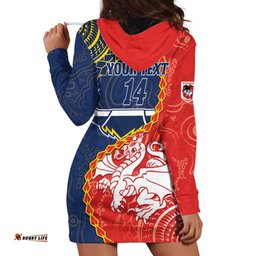 Custom Dragons And Cowboys Rugby Hoodie Dress Aboriginal Mix Polynesian Pattern