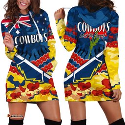 Cowboys Rugby ANZAC Hoodie Dress Lest We Forget