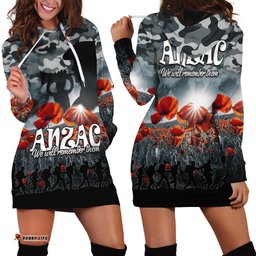 Anzac Day Hoodie Dress Soldier Poppy Vibe