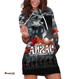 Anzac Day Hoodie Dress Soldier Poppy Vibe