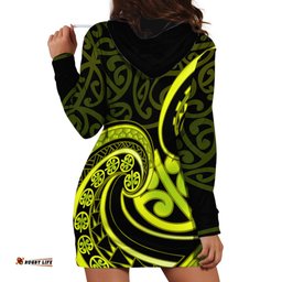 Lime Green New Zealand Mangopare Hoodie Dress Aotearoa Maori Koru Style