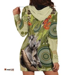 Aboriginal Koala Art Painting With Gum Blossom Hoodie Dress