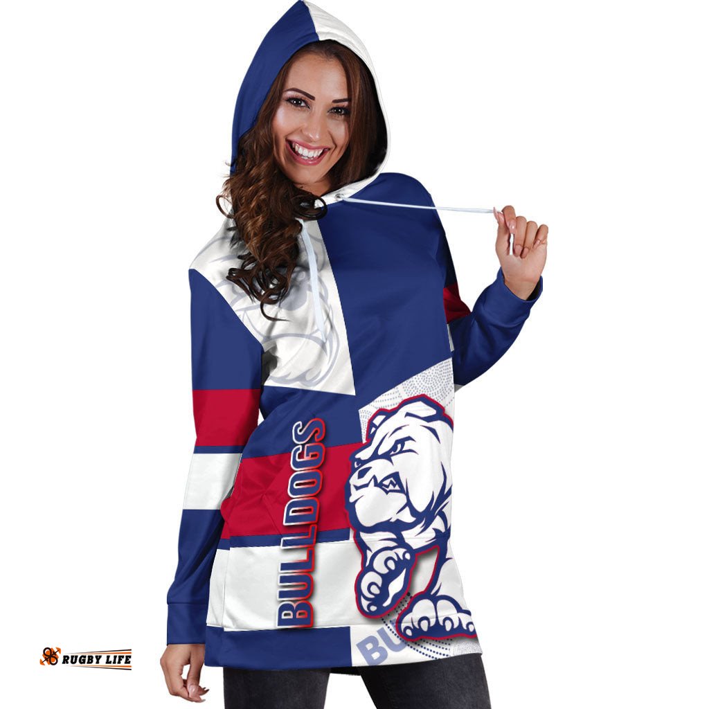 Western Bulldogs Hoodie Dress Half Blue-White Style