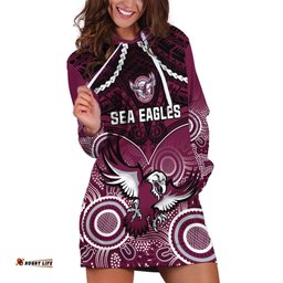 Personalised Sea Eagles Rugby Hoodie Dress Aboriginal Mix Polynesian Pattern