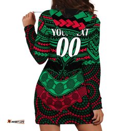 Custom Rabbitohs Rugby Hoodie Dress Polynesian and Aboriginal Special Version