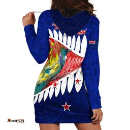 New Zealand Waitangi Day Hoodie Dress NZ Maori Tui Bird With Kowhai Flowers