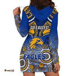 West Coast Football Hoodie Dress Eagles Aboriginal Mix Polynesian Pattern