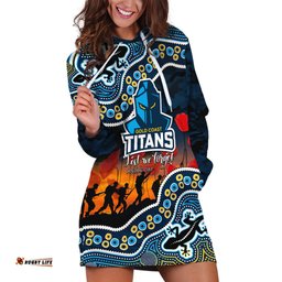 Custom Personalised Anzac Day NRL Titans Hoodie Dress Aboriginal Lizard Patterns