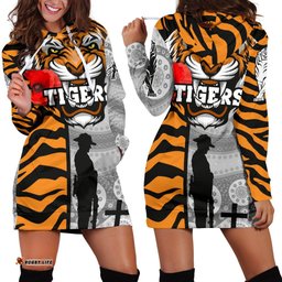 Tigers Women's Hoodie Dress Wests Anzac Day Tiger Skin Style