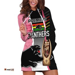Personalised Panther Rugby NRL Premiers Hoodie Dress Panther Pride Black & Pink Sporty Vibe