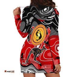 Aboriginal Flag Style Dot Art And Abstract Kangaroo Hoodie Dress