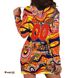 Custom NAIDOC Week 2024 Sunnies Hoodie Dress Aboriginal Animals Keep The Fire Burning