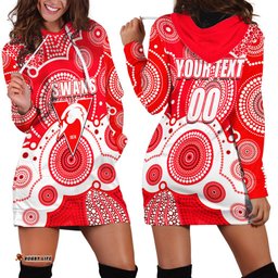 Custom Personalised And Number Swans AFL Hoodie Dress Aboriginal Patterns 08