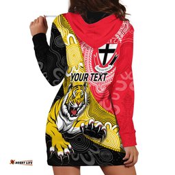 Personalised Richmond And St Kilda Football Hoodie Dress Tigers Saints Together Aboriginal Art