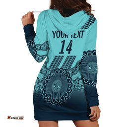 Custom Australia Matildas Hoodie Dress Aussie Aboriginal Turquoise Version