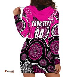 Custom Text And Number Sixers BBL Hoodie Dress Aboriginal Patterns Pink Version