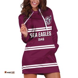 Sea Eagles Rugby Hoodie Dress Manly Warringah Maroon Sporty Style