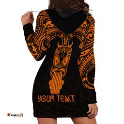 Personalised New Zealand Te Reo Maori Hoodie Dress Kia Kaha Maori Language Week Gold Style