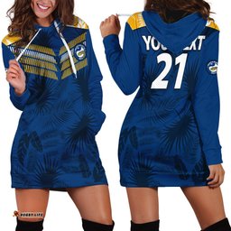 Custom Text And Number Parramatta Eels Rugby Hoodie Dress Simple Hawaiian Palms Leaf