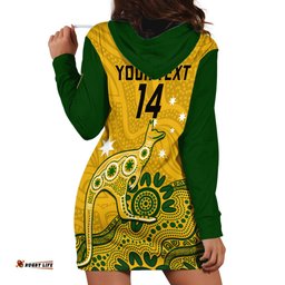 Custom Australia Rugby Hoodie Dress Wallabies Kangaroo Indigenous Art
