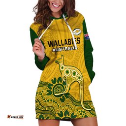 Custom Australia Rugby Hoodie Dress Wallabies Kangaroo Indigenous Art