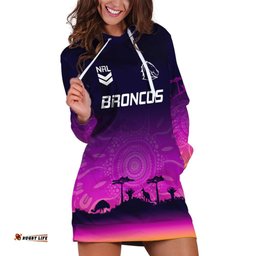 NRL Broncos Hoodie Dress The Starry Night Indigenous Aboriginal
