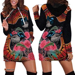 Hakea Flower And Fairy Wren Australia Hoodie Dress Aboriginal Art