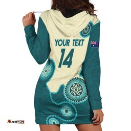 Custom Australia Boomers Hoodie Dress Aboriginal With Marble Pattern Cyan