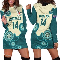 Custom Australia Boomers Hoodie Dress Aboriginal With Marble Pattern Cyan