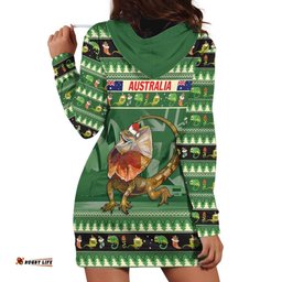 Aussie Frilled Lizard Hoodie Dress Merry Christmas