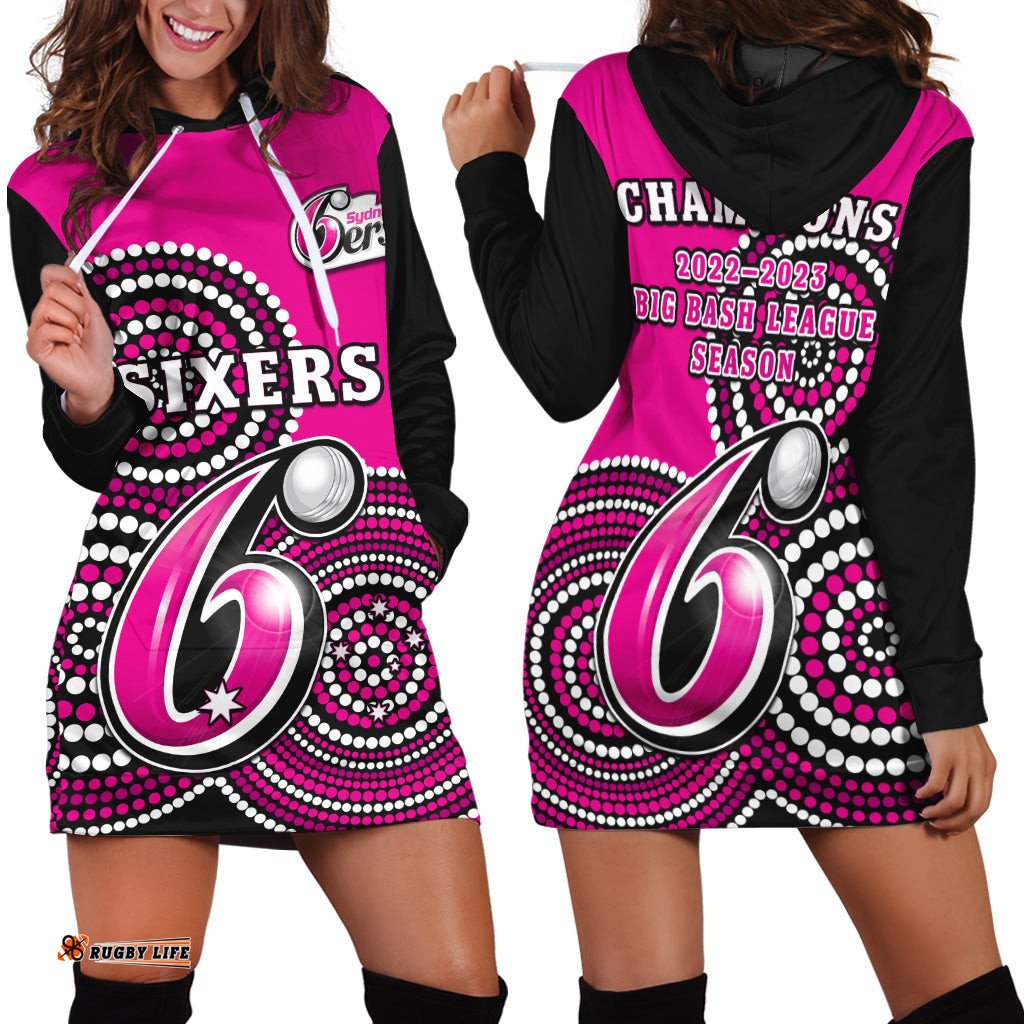 Sydney Sixers Cricket Hoodie Dress Champions BBL12 Proud Indigenous Art