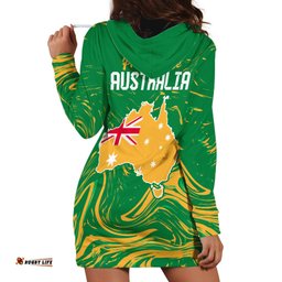 Proud To Be Australia Day Hoodie Dress Kangaroo with National Color