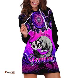 Personalised Australia Gemini Sugar Gilder Zodiac Hoodie Dress Auz Astrology Aboriginal Magenta
