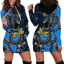Aboriginal Dragonfly Hoodie Dress Blue Style