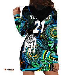 Custom Bulldogs Rugby Aboriginal Art Hoodie Dress NAIDOC Indigenous Tribal